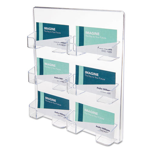 Deflecto 6-Pocket Business Card Holder, Holds 480 Cards, 8.5 x 1.63 x 9.75, Plastic, Clear 70601