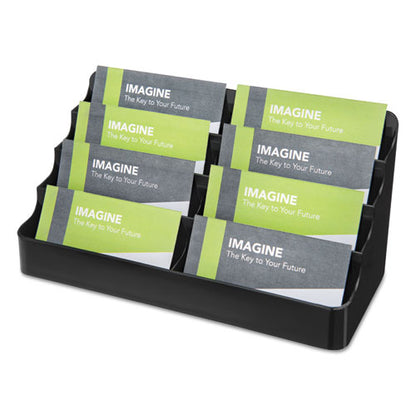 Deflecto 8-Tier Recycled Business Card Holder, Holds 400 Cards, 7.88 x 3.88 x 3.38, Plastic, Black 90804