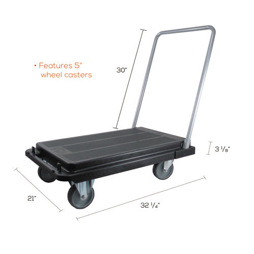Deflecto Heavy-Duty Platform Cart, 500 lb Capacity, 21 x 32.5 x 37.5, Black CRT5500-04