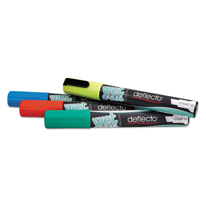 deflecto Wet Erase Markers, Medium Chisel Tip, Assorted Colors, 4-Pack SMA510-V4