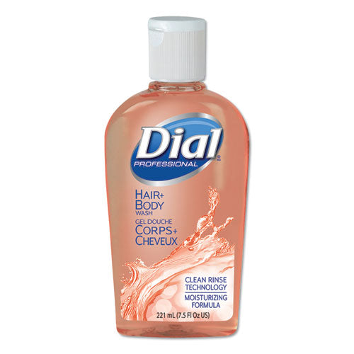 Dial Professional Hair + Body Wash, Neutral Scent, 7.5 oz Flip Cap, 24-Carton 04014