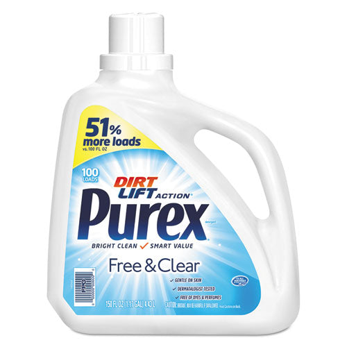 Purex Free and Clear Liquid Laundry Detergent, Unscented, 150 oz Bottle, 4-Carton DIA 05020
