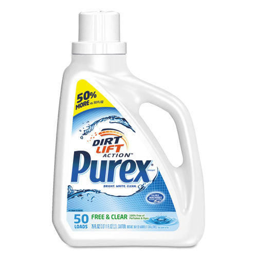 Purex Free and Clear Liquid Laundry Detergent, Unscented, 75 oz Bottle, 6-Carton 10024200060401