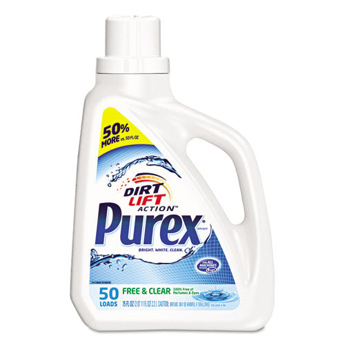 Purex Free and Clear Liquid Laundry Detergent, Unscented, 75 oz Bottle 2420006040