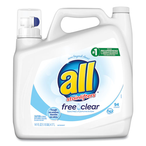 All Ultra Free Clear Liquid Detergent, Unscented, 141 oz Bottle, 4-Carton 46159