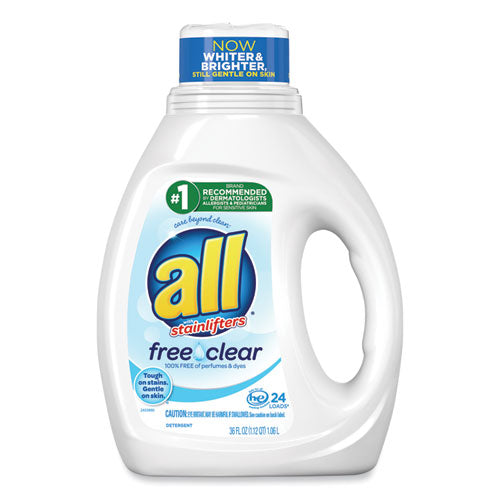 All Ultra Free Clear Liquid Detergent, Unscented, 36 oz Bottle, 6-Carton 73943
