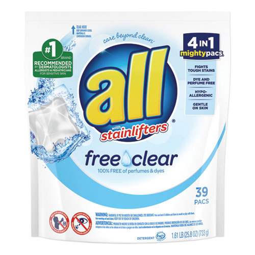 All Mighty Pacs Free and Clear Super Concentrated Laundry Detergent, 39-Pack 73978EA
