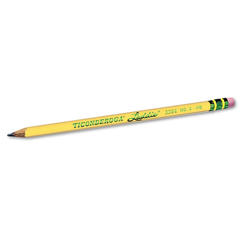 Ticonderoga Laddie Woodcase Microban #2 HB Yellow Barrel Pencils With Eraser (12 Count) 13304