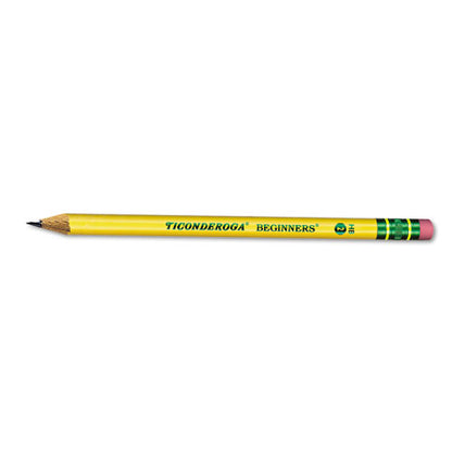 Ticonderoga Beginners Woodcase Microban #2 HB Yellow Barrel Pencils With Eraser (12 Count) 13308