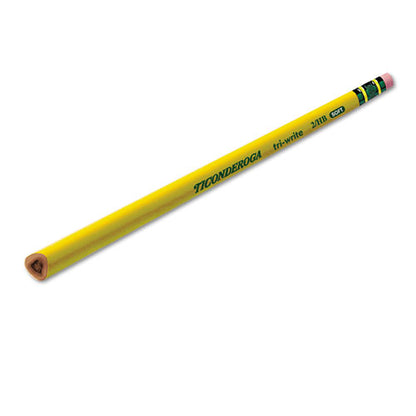 Ticonderoga Tri-Write Triangular #2 HB Yellow Barrel Pencils With Eraser (12 Count) 13856
