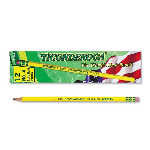 Ticonderoga #4 2H Yellow Barrel Pencils With Eraser (12 Count) 13884