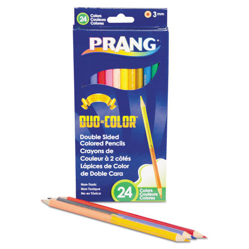 Prang Duo-Color Colored Pencil Sets, 3 mm, 2B (#1), Assorted Lead-Barrel Colors, Dozen 22112
