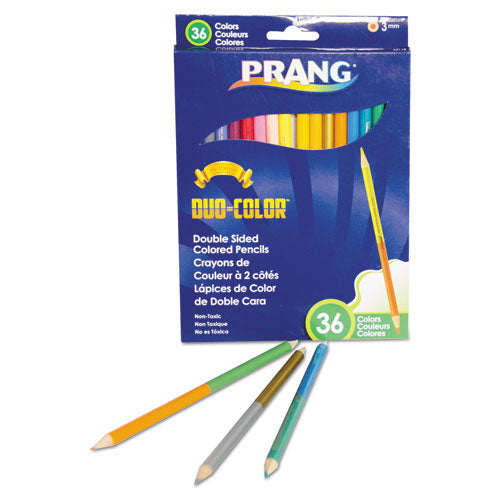 Prang Duo-Color Colored Pencil Sets, 3 mm, 2B (#1), Assorted Lead-Barrel Colors, 18-Pack 22118
