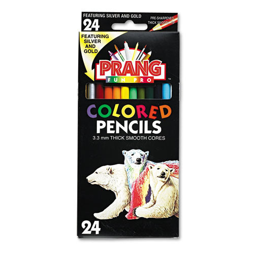 Prang Colored Pencil Sets, 3.3 mm, 2B (#1), Assorted Lead-Barrel Colors, 24-Pack 22240