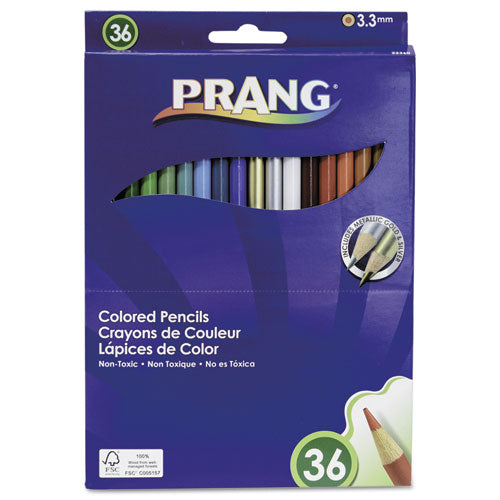 Prang Colored Pencil Sets, 3.3 mm, 2B (#1), Assorted Lead-Barrel Colors, 36-Pack 22360