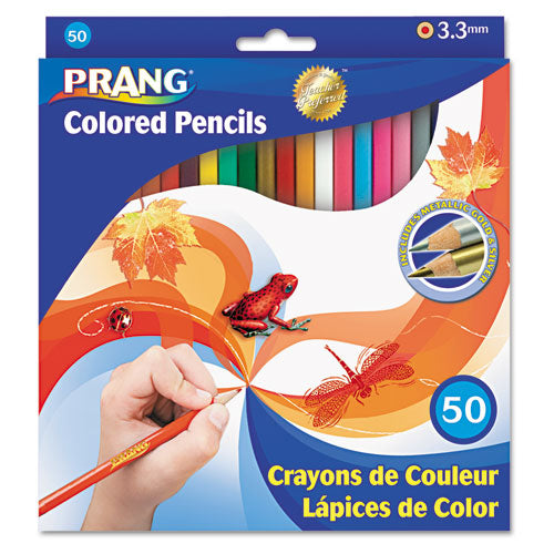 Prang Colored Pencil Sets, 3.3 mm, 2B (#1), Assorted Lead-Barrel Colors, 50-Pack 22480