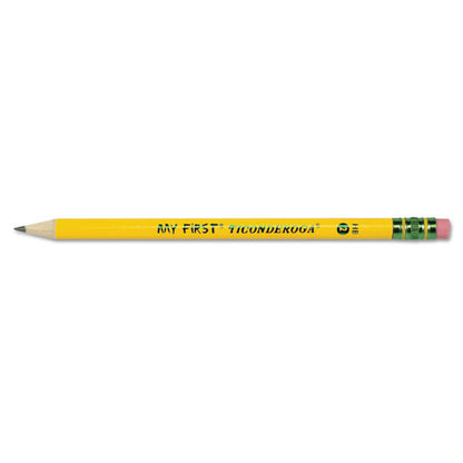 Ticonderoga My First Woodcase #2 HB Yellow Barrel Pencils With Eraser (12 Count) 33312