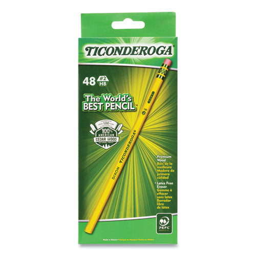 Ticonderoga Pencils, HB (#2), Black Lead, Yellow Barrel, 48-Pack X13922X