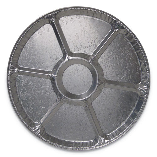 Durable Packaging Aluminum Cater Trays, 7 Compartment Lazy Susan, 18" Diameter x 0.94"h, Silver, 50-Carton 18LS