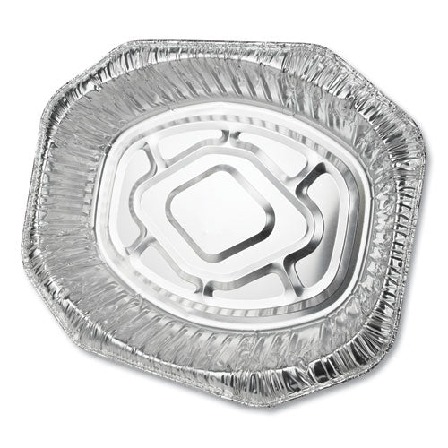 Durable Packaging Aluminum Roaster Pans, Extra-Large Oval, 230 oz, 18.5 x 14 x 3.38, Silver, 50-Carton 40010