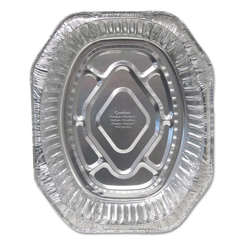 Durable Packaging Aluminum Roaster Pans, Extra-Large Oval, 230 oz, 18.5 x 14 x 3.38, Silver, 100-Carton 4001100