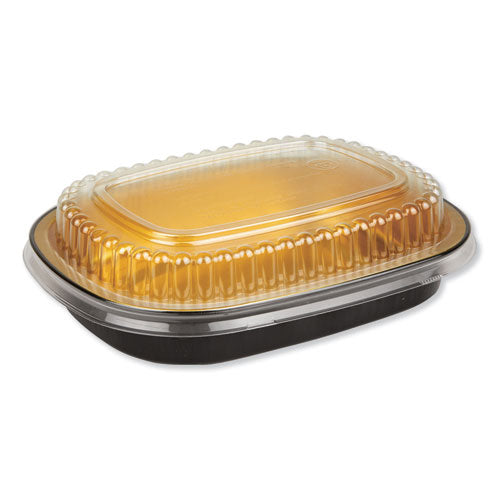 Durable Packaging Aluminum Closeable Containers, 23 oz, 6.25 x 1.25 x 4.38, Black-Gold, 100-Carton 9331PT100