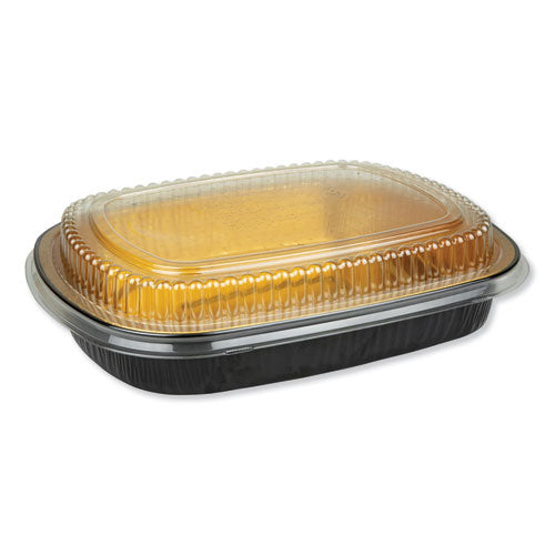 Durable Packaging Aluminum Closeable Containers, 63 oz, 11.25 x 1.75 x 8.88, Black-Gold, 50-Carton 9553PT50
