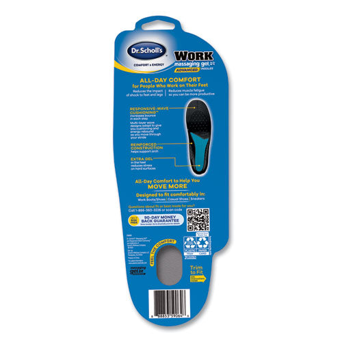 Dr. Scholl's Comfort and Energy Work Massaging Gel Insoles, Women Sizes 6 to 11, Black-Blue, Pair DSC59064