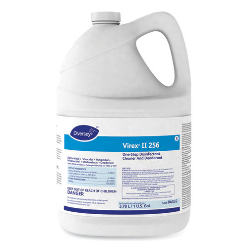 Diversey Virex II 256 One-Step Disinfectant Cleaner Deodorant Mint, 1 gal, 4 Bottles-CT 04332.