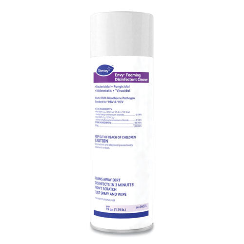 Diversey Envy Foaming Disinfectant Cleaner, Lavender Scent, 19 oz Aerosol Spray, 12-Carton 04531.