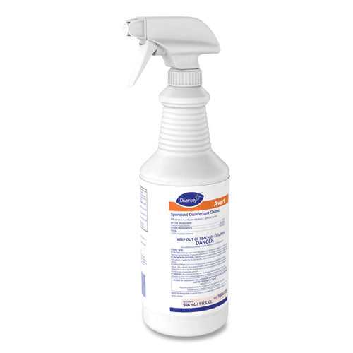 Diversey Avert Sporicidal Disinfectant Cleaner, 32 oz Spray Bottle, 12-Carton 100842725