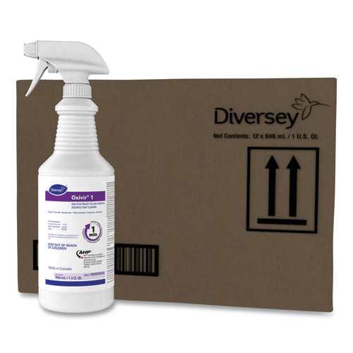 Diversey Oxivir 1 RTU Disinfectant Cleaner, 32 oz Spray Bottle, 12-Carton 100850916