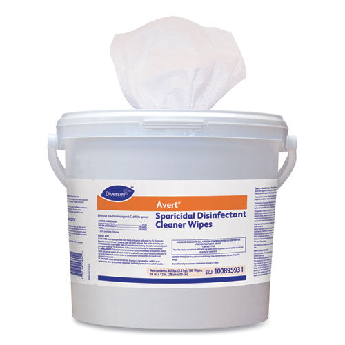 Diversey Avert Sporicidal Disinfectant Cleaner Wipes, Chlorine, 11 x 12, 160-Can, 4-CT 100895931