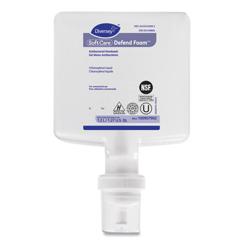 Diversey Soft Care Defend Foam Handwash, Fragrance-Free, 1.2 L Refill, 6-Carton 100907902