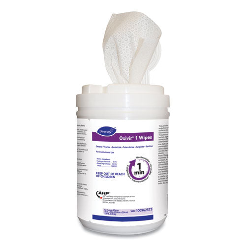 Diversey Oxivir 1 Wipes, Characteristic Scent, 10" x 10", 60 Wipes, 12-Carton 100962573
