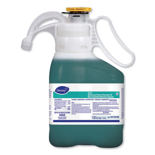 Diversey Crew Restroom Floor and Surface SC Non-Acid Disinfectant Cleaner, Fresh, 1.4 L Bottle, 2-Carton 101102189