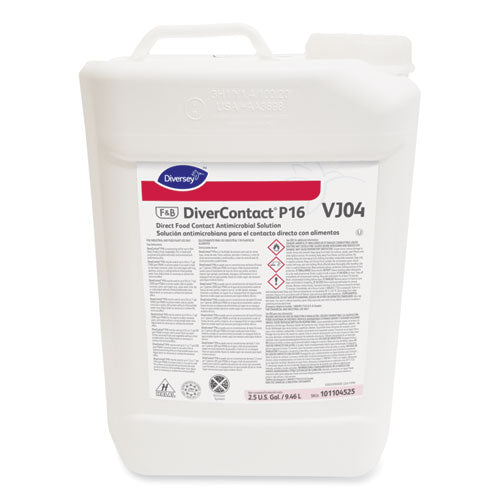 Diversey DiverContact P16 Direct Food Contact Antimicrobial Solution, 2.5 gal Bottle 101104525