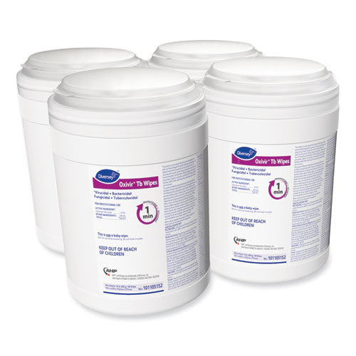 Diversey Oxivir TB Disinfectant Wipes, 6 x 6.9, White, 160-Canister, 4 Canisters-Carton 101105152