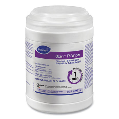 Diversey Oxivir TB Disinfectant Wipes, 6 x 7, White, 160-Canister, 12 Canisters-Carton 4599516