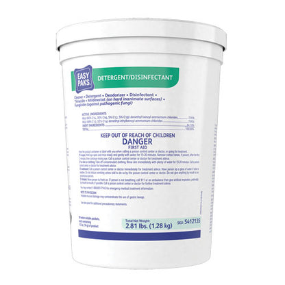 Easy Paks Detergent-Disinfectant, Lemon Scent, 0.5 oz Packet, 90-Tub, 2 Tubs-Carton 5412135