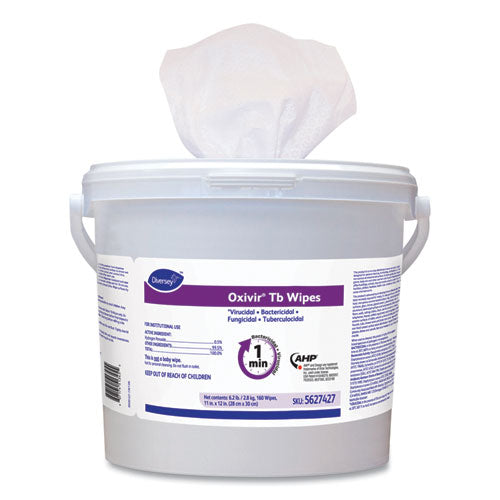 Diversey Oxivir TB Disinfectant Wipes, 11 x 12, White, 160-Bucket, 4 Bucket-Carton 5627427