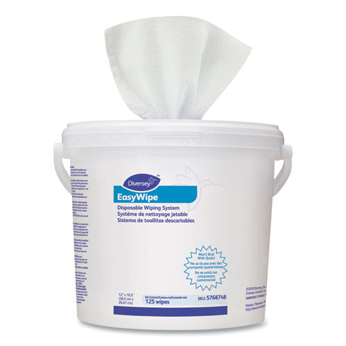 Diversey Easywipe Disposable Wiping Refill, 8 5-8 x 24 7-8, White, 125-Bucket, 6-Carton 5768748