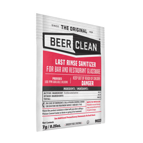 Diversey Beer Clean Last Rinse Glass Sanitizer, Powder, 0.25 oz Packet, 100-Carton 90223