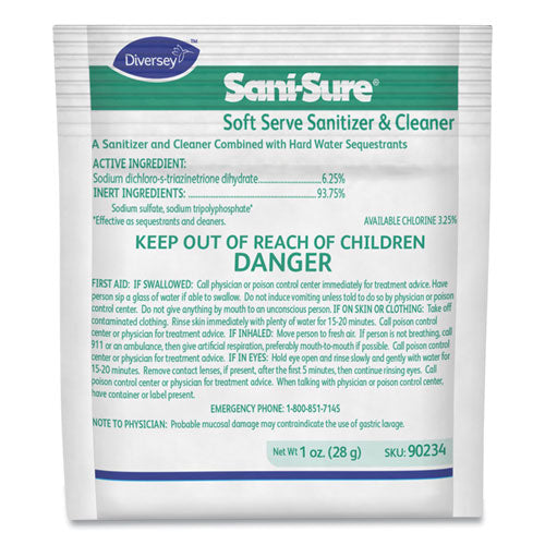 Diversey Sani Sure Soft Serve Sanitizer and Cleaner, Powder, 1 oz Packet, 100-Carton 90234