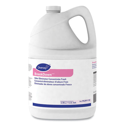 Diversey Breakdown Odor Eliminator, Fresh Scent, Liquid, 1 gal Bottle 94291110