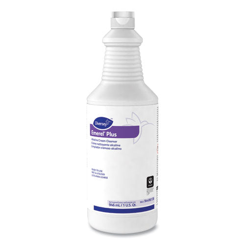 Diversey Emerel Plus Cream Cleanser, Odorless, 32 oz Squeeze Bottle, 12-Carton 94496138