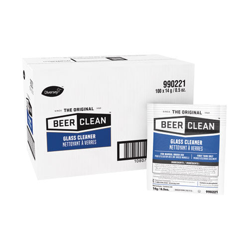 Diversey Beer Clean Glass Cleaner, Powder, 0.5 oz Packet, 100-Carton 990221