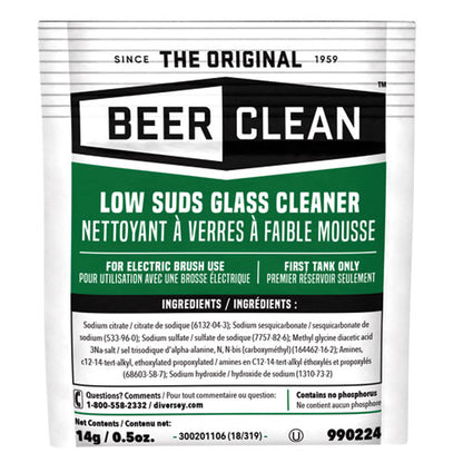 Diversey Beer Clean Glass Cleaner, Powder, 0.5 oz Packet, 100-Carton 990224