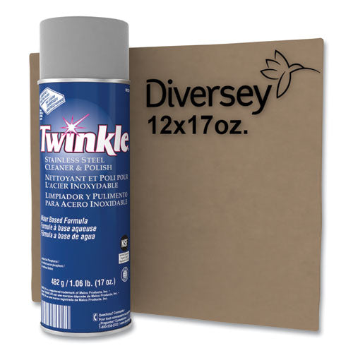 Twinkle Stainless Steel Cleaner and Polish, 17 oz Aerosol Spray, 12-Carton 991224