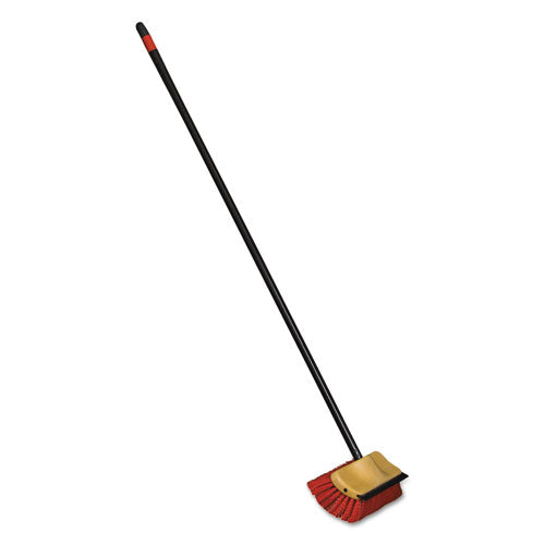 O-Cedar Commercial Bi-Level Floor Scrub Brush, Polypro Bristles, 10" Block, 54"Handle, Beige-Black CB066155